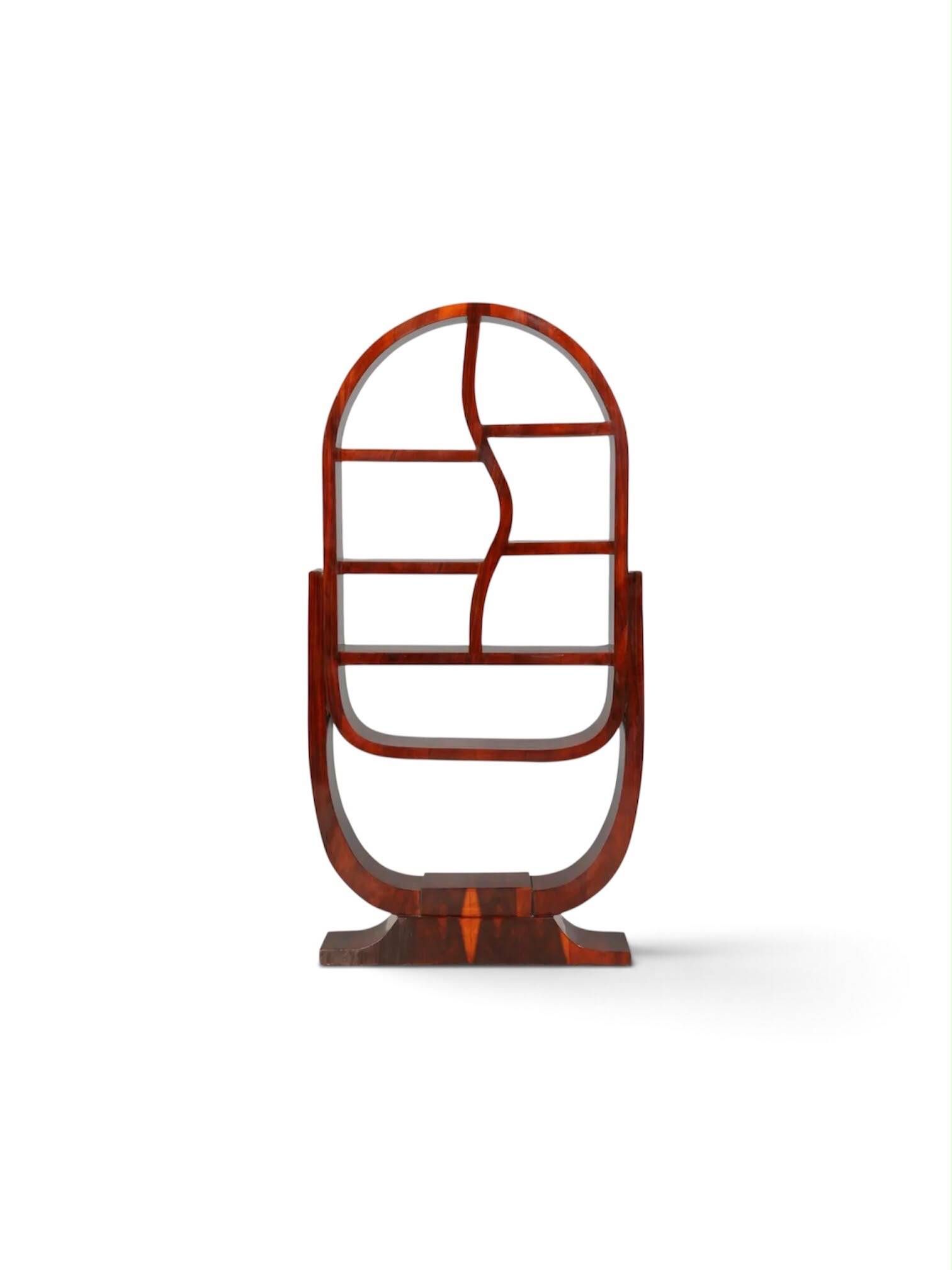 Bibliothèque modèle Serpent en placage rond – Style Art déco artisanal