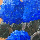 Table blue hydrangeas