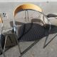 Set de 3 chaises vintage tissu bleu