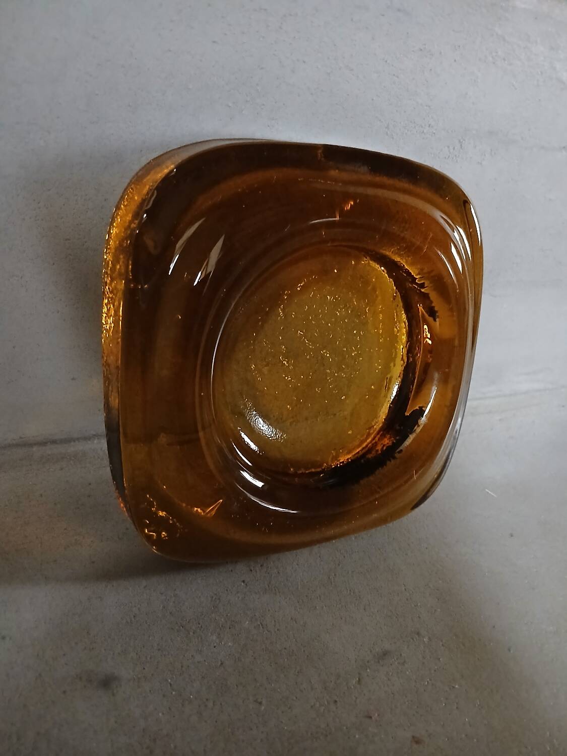 Vintage amber glass ashtray