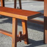 Farmhouse table with extensions and its 2 benches, living room table, solid wood table, kitchen, chalet, ca