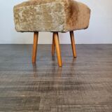 Norwegian sheepskin wing armchair with ottoman 1950