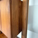 Antique modular shelf in solid French elm from the 60s, vintage