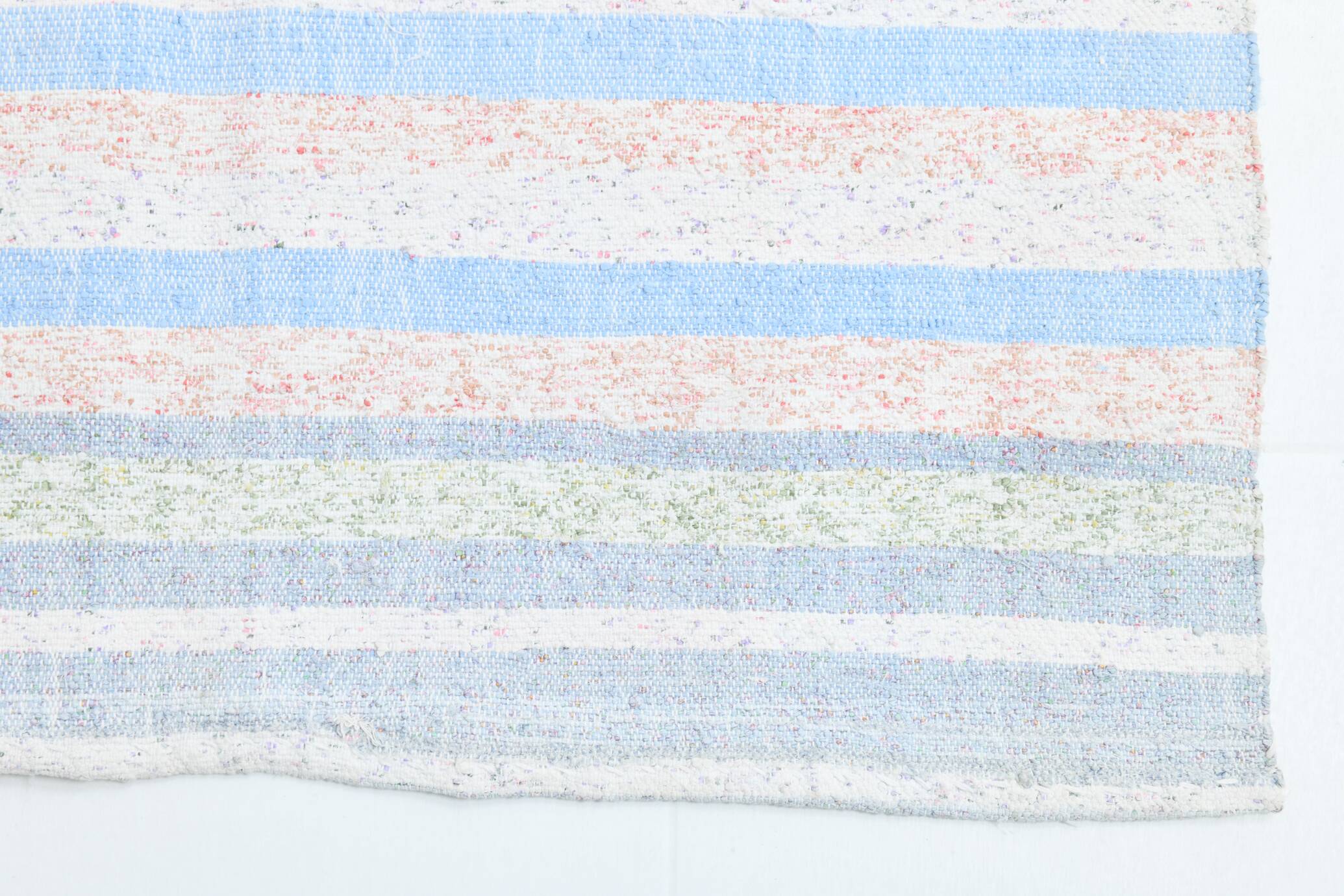 Light Blue & Off White Striped Kilim Rug, 230x310Cm