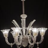 Extraordinary Art Decò Barovier e Toso Chandelier, Murano “Bubble” Glass, 1940s