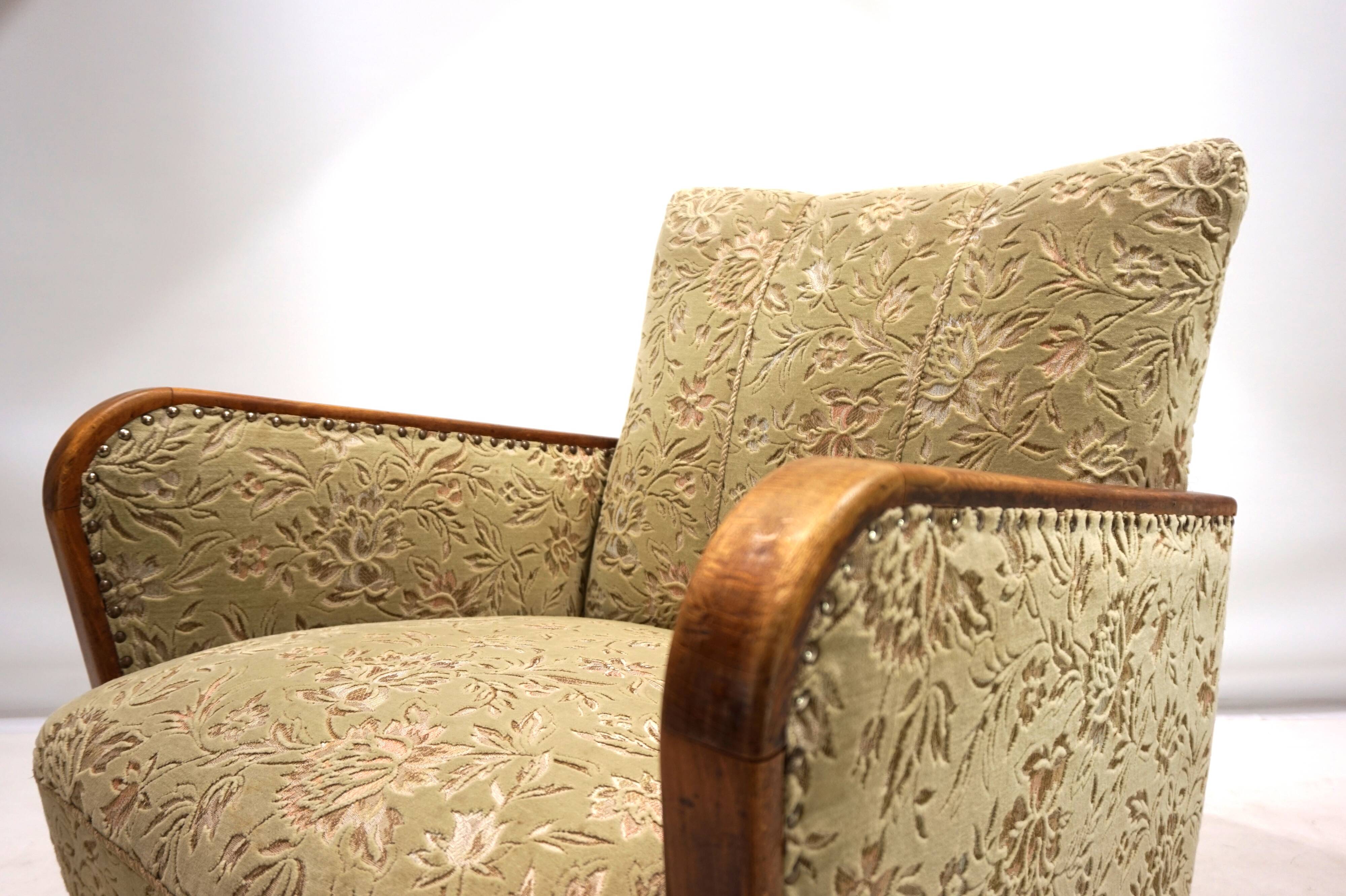 Fauteuil de salon Art Déco en jacquard de velours, 1930