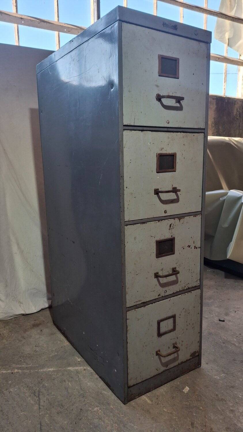 Industrial metal drawer cabinet Y.A. Chauvin Paris 1940s