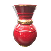 Ancien vase verceram céramique rouge & dorée