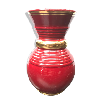 Old red & gold ceramic verceram vase