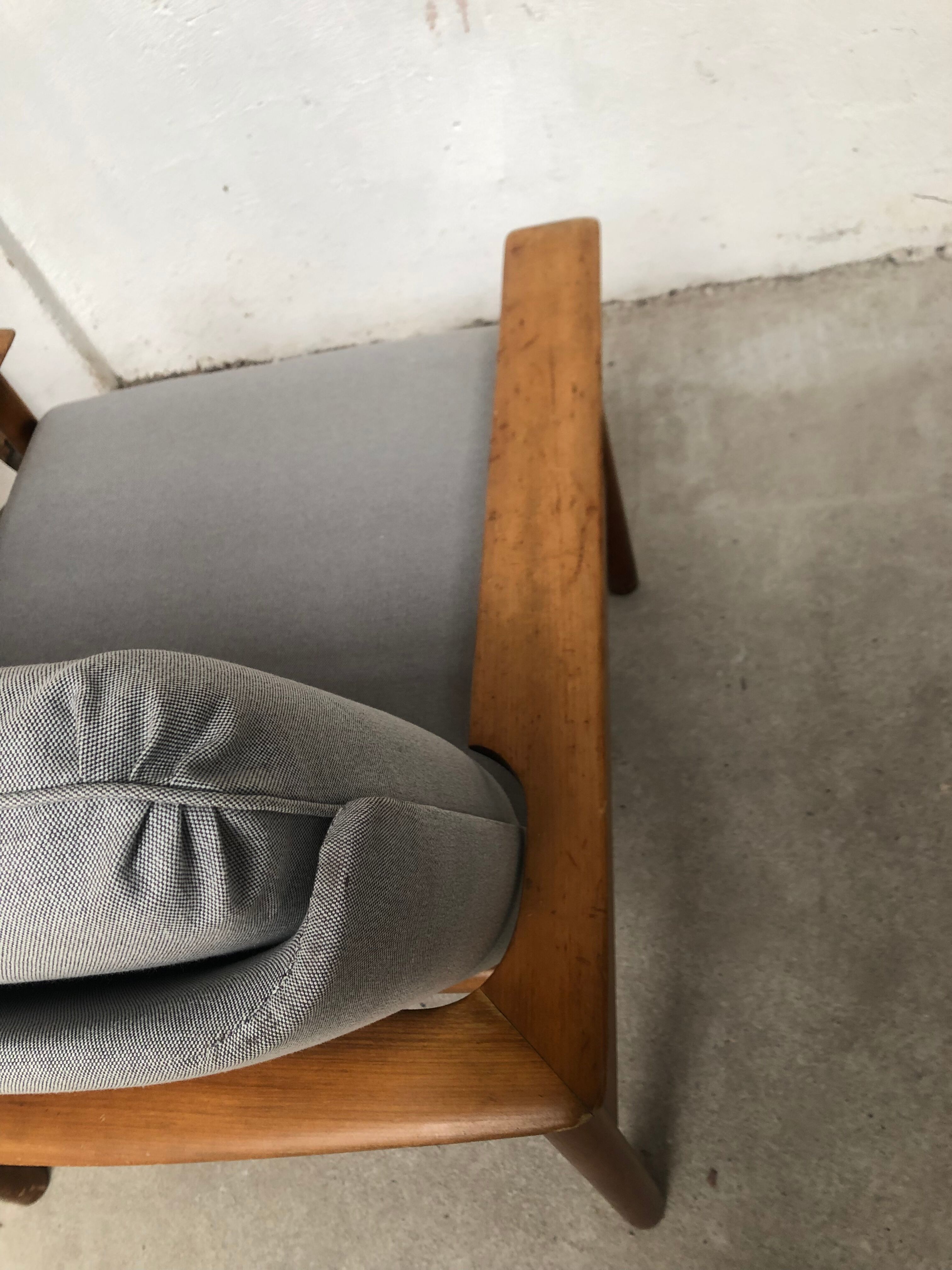 Scandinavian armchair in gray fabric from the 60s