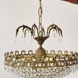 Brass and cut crystal basket chandelier, Empire style.
