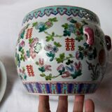 Covered pot with ginger porcelain canton polychrome