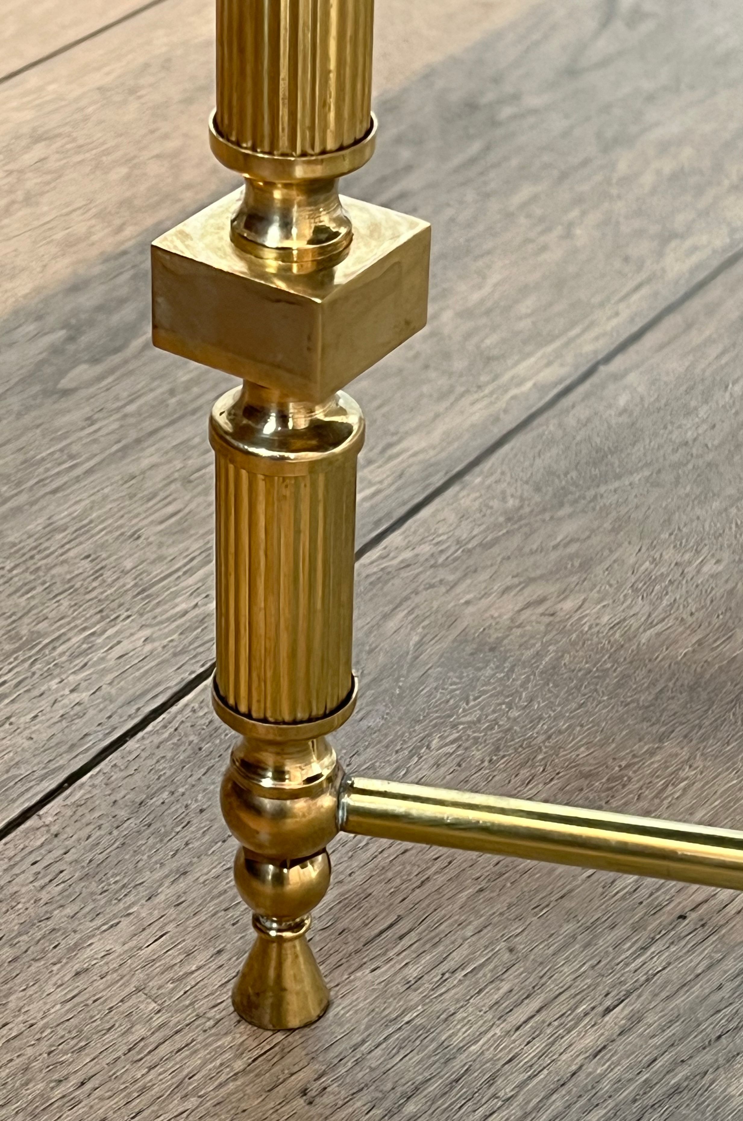 Neoclassical style brass coffee table with lacquered top depicting chinoiserie scenes, attributed to Maison Jansen