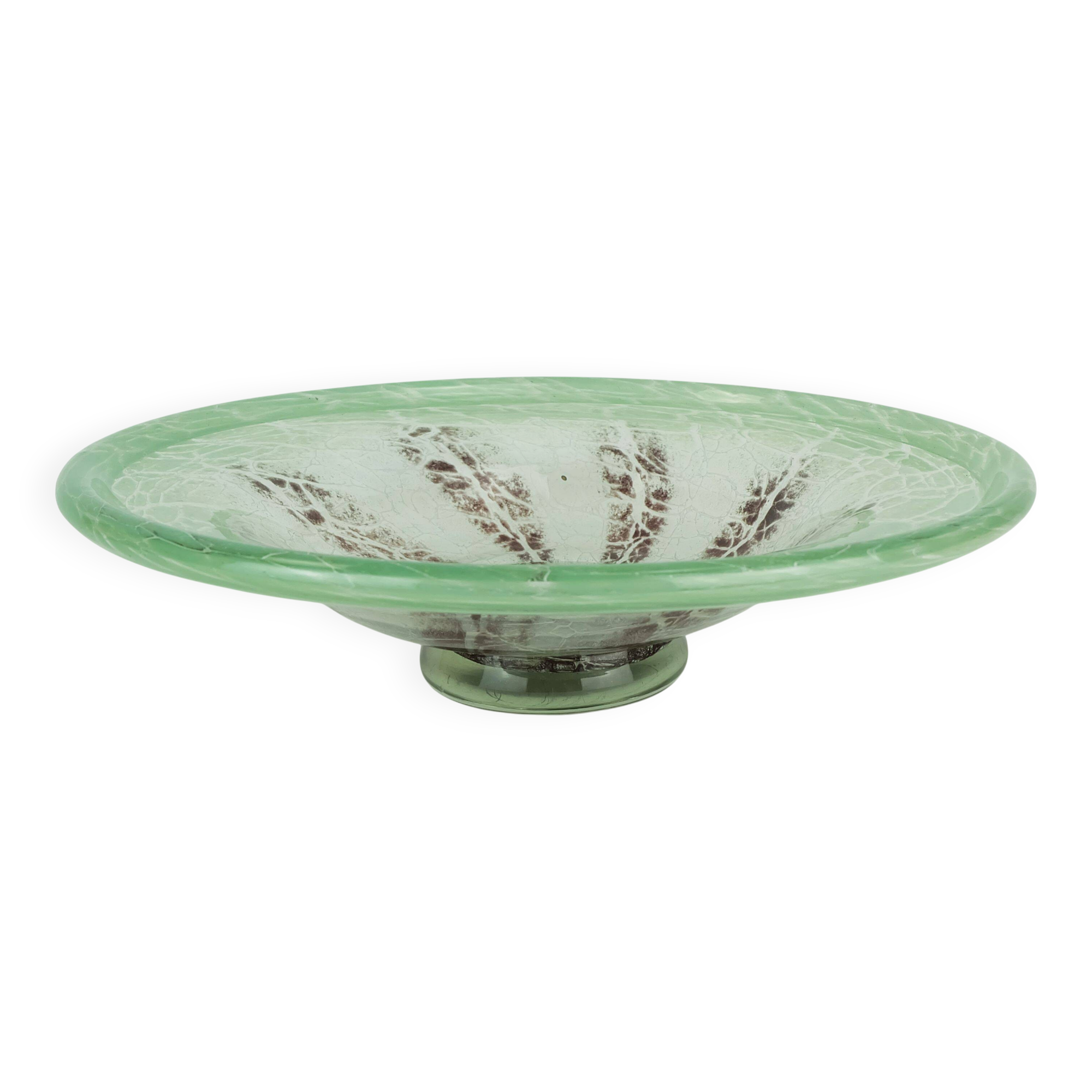 fantastic large WMF art deco ikora glass BOWL karl wiedmann 1930s green and