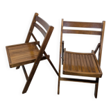 Pair of wooden folding chairs