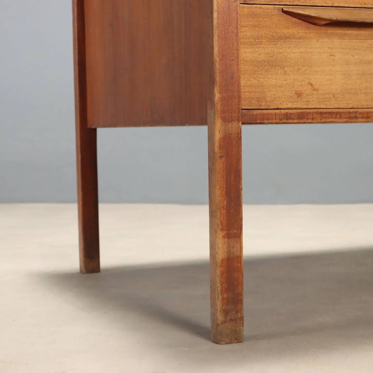 Vintage writing desk in laminated wood, 2 drawers, 1960s design