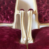 Pair of Louis XV style upholstered velvet armchairs