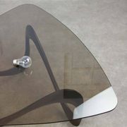 Italian Organic "Snake" Wooden and Smoked Glass Coffee Table, 1960s