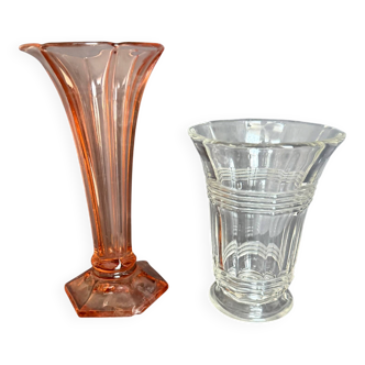 2 Art Deco vases in moulded glass
