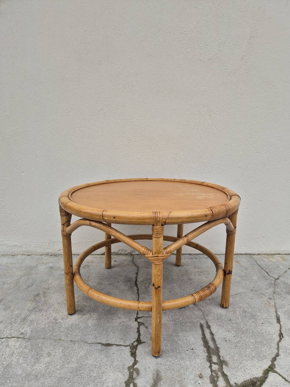 Vintage 1960s rattan coffee table