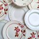 Vintage flower dessert plates from Sarreguemines, Longwy, and Lunéville.