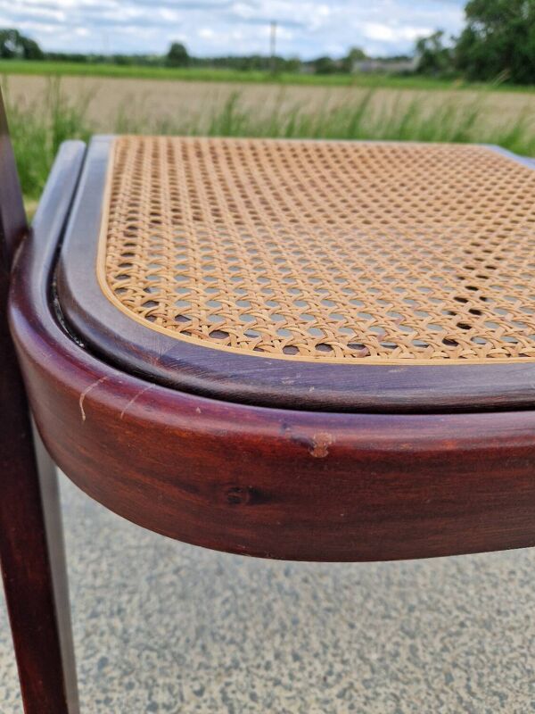 Chaise Baumann gondole en bois et cannage