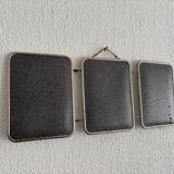 Vintage 1960s triptych mirror barber blue crocodile effect - 20 x