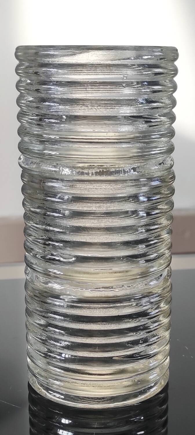 Set of 3 vintage ribbed pressed glass candle holders – 1970s