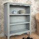Bibus library, old, made of bluish grey beech, low profile.