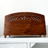 Vintage mail rack in wood and brass