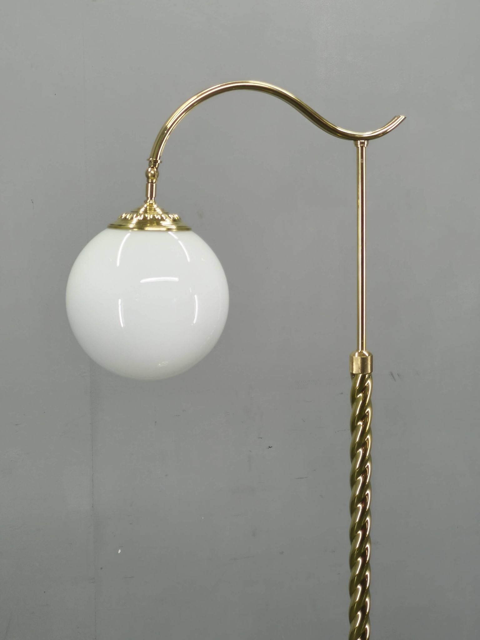 Italian Art Deco Brass Floor Lamp with Glass Globe, 1930s
