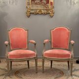 Pair of convertible armchairs from the Louis XVI period around 1770
