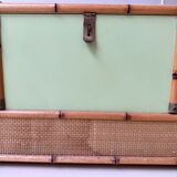 Gautier wooden, rattan and bamboo chest, 70s-80s