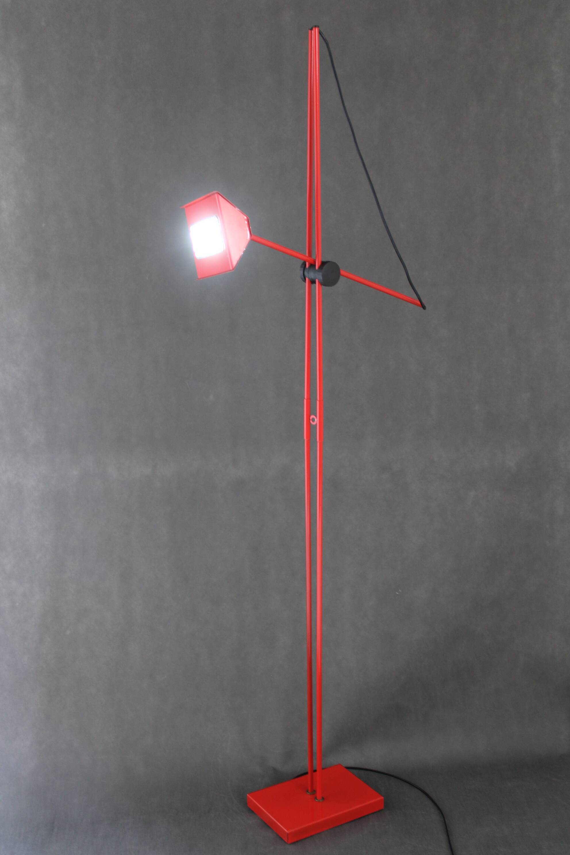 1980s Halogen Red Floor Lamp, Italy