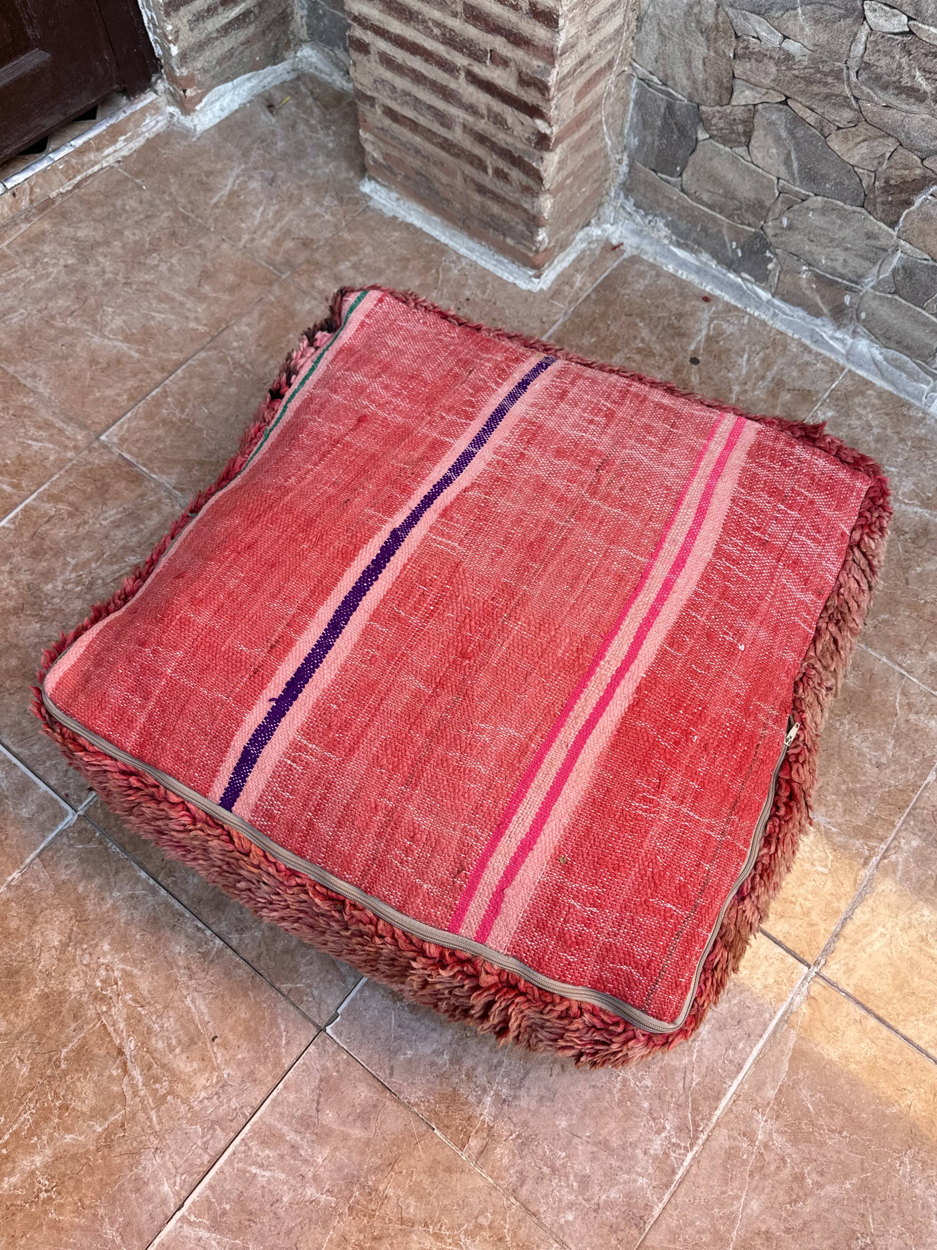 Handmade Berber Kilim pouf, floor cushion