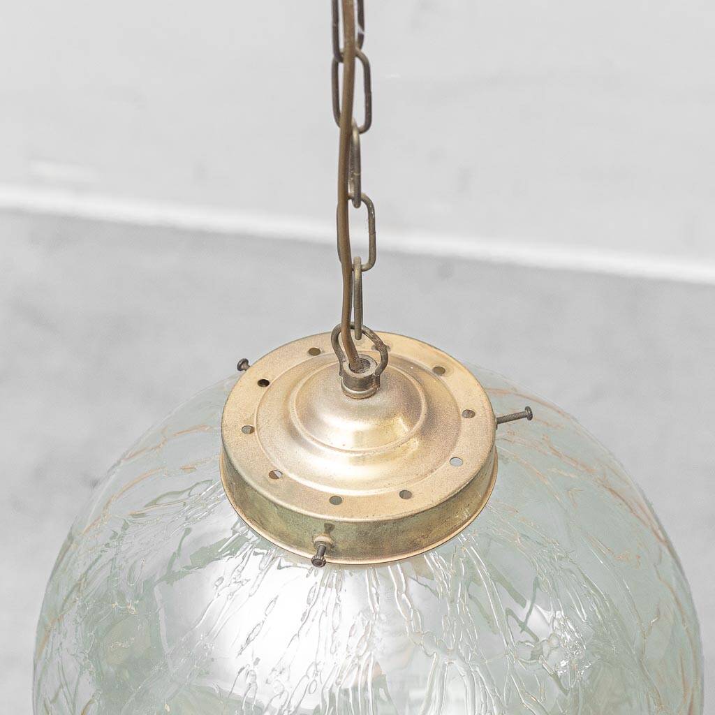 Vintage sphere chandelier in transparent glass and metal – 1960s