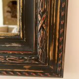 Miroir rectangle ancien lours bois sculpté peint patiné