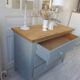 Re-enchanted chest of drawers in verdigris, wooden top protected by varnish. 3 t furniture