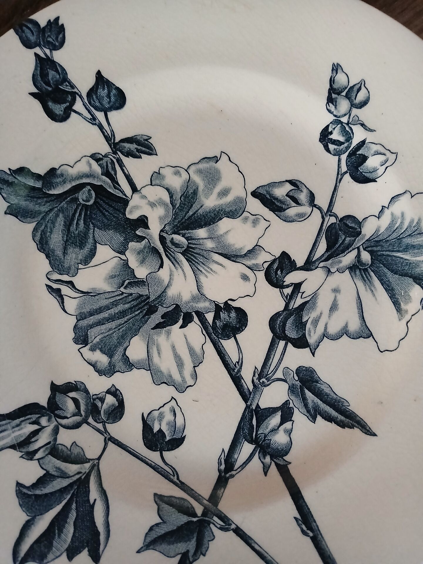 3 mismatched antique flat plates in ironstone