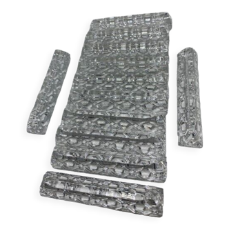 12 knife holders in cut crystal triangular shape