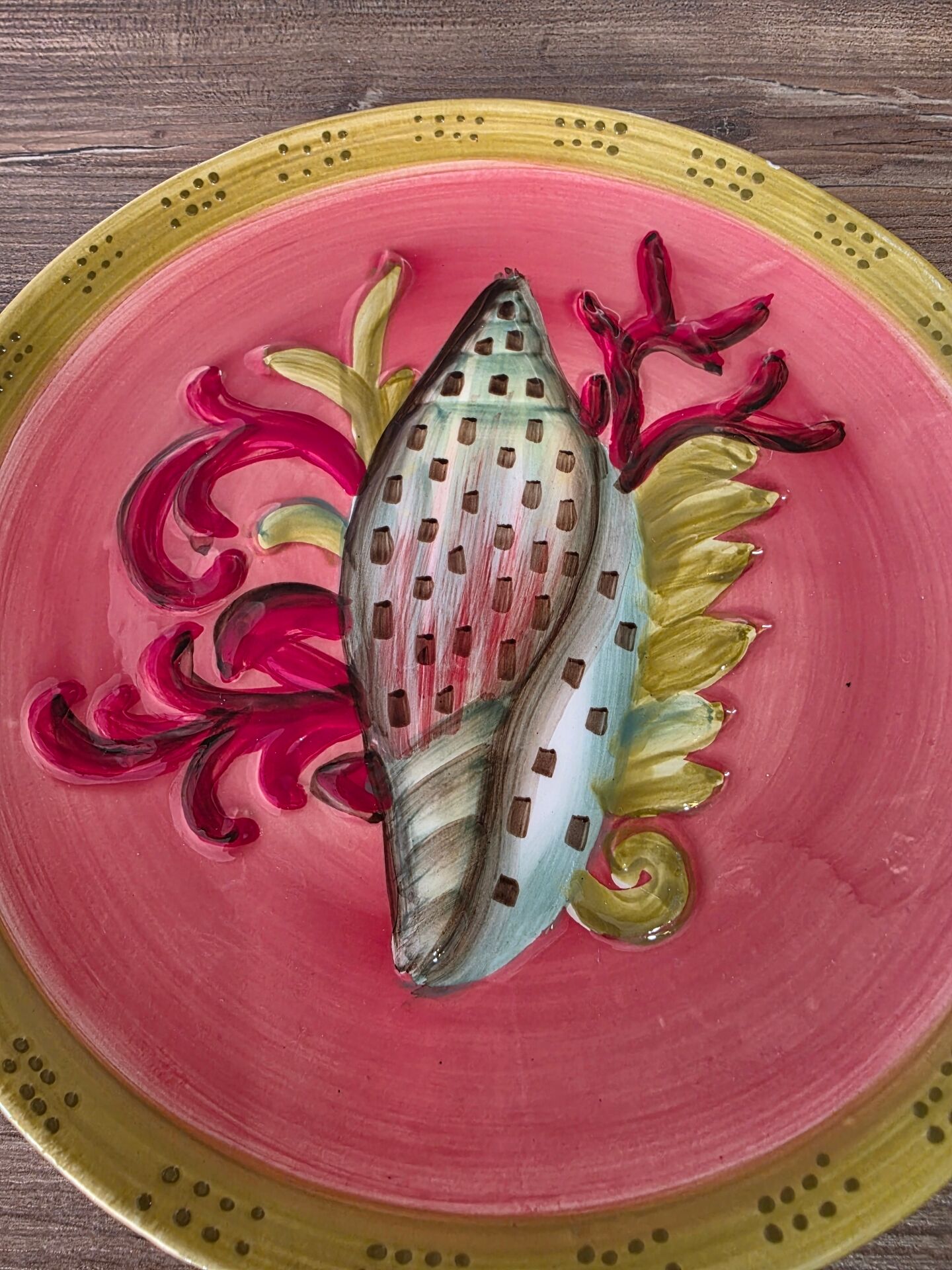Assiette décorative Fragonard coquillage et corail