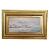 View of the Gulf of Naples, oil painting on board, Italy early 20th century, signed