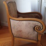 Fabric armchair with wooden frame
