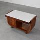 Belgian Art Deco Cabinet in Burl Veneer with Marble and Glass, circa 1930