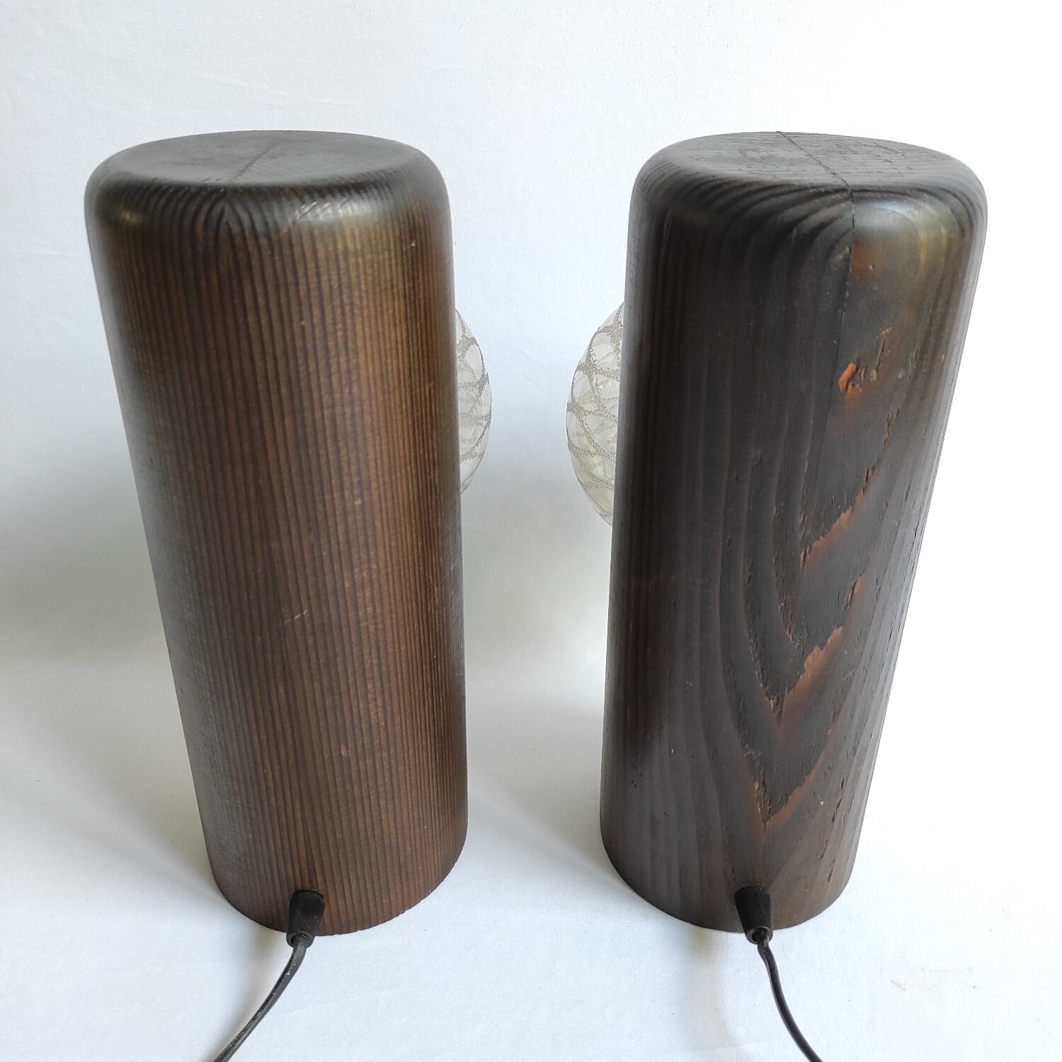 Pair of vintage solid wood lamps