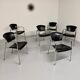 6 black leather and chrome metal chairs Brayton International vintage sa