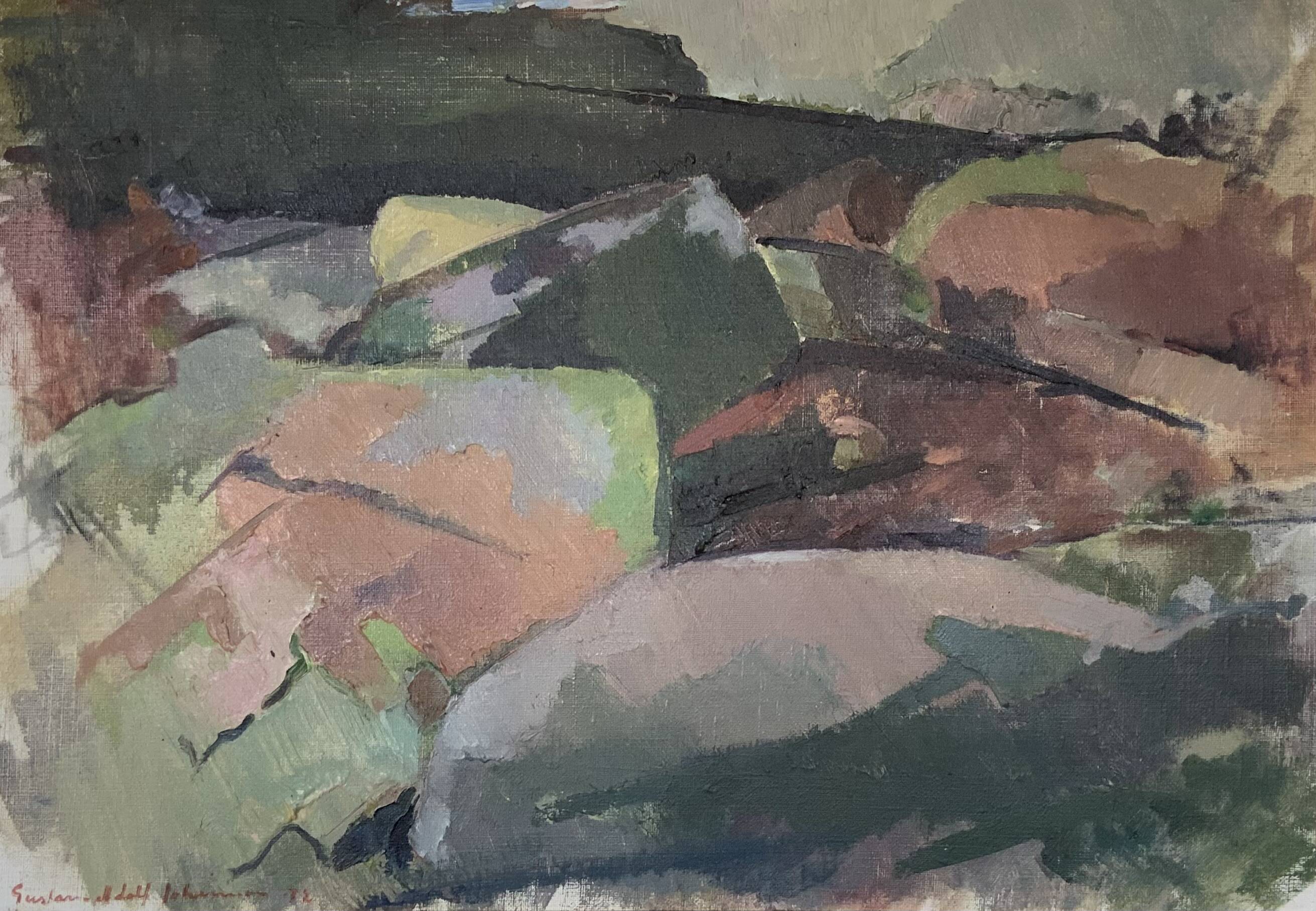 Vintage Oil on Canvas signed Modernist Gustav Adolf Johansson 1972