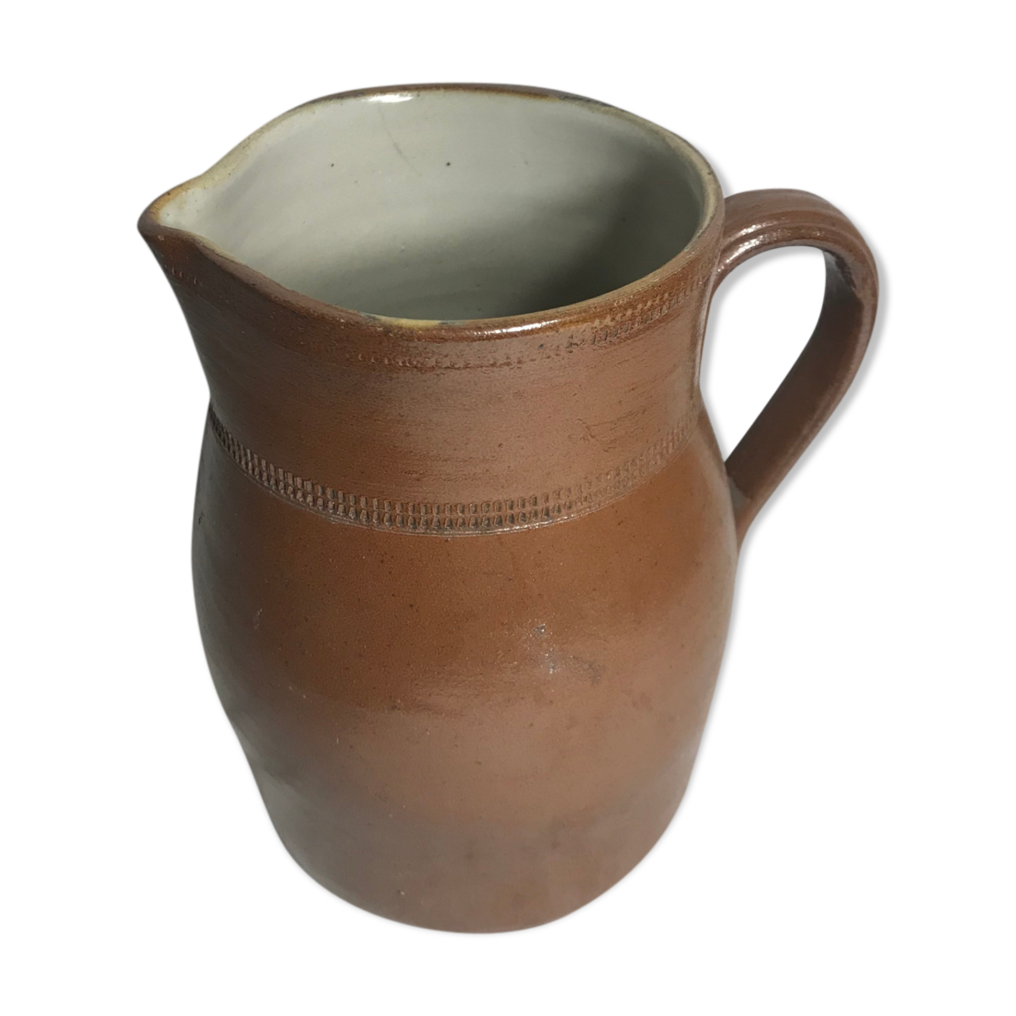 Former ceramics pitcher marron int white years 60 art de la table vintage