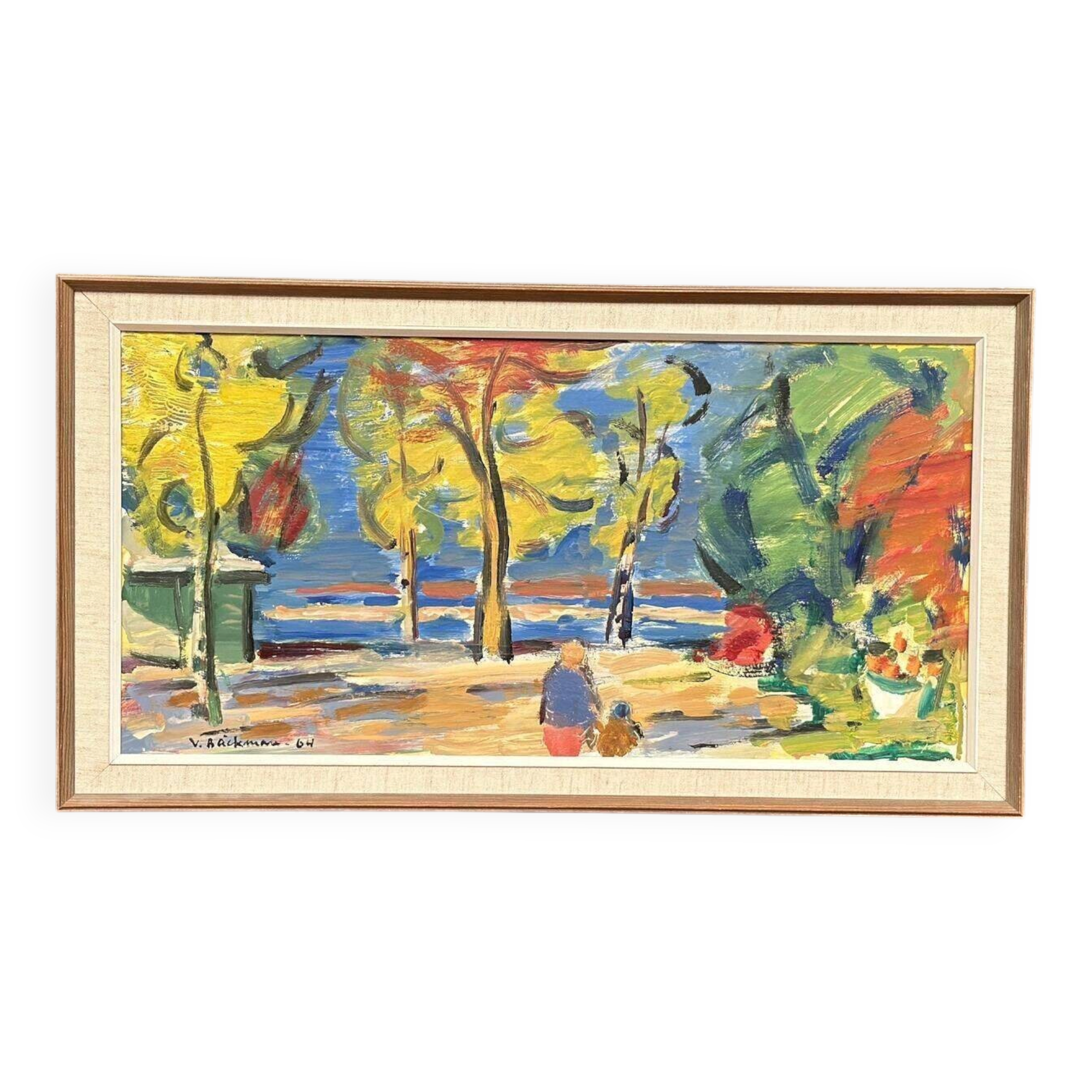 Huile sur panneau d'origine suédoise – par Vidar Bäckamn (1964)