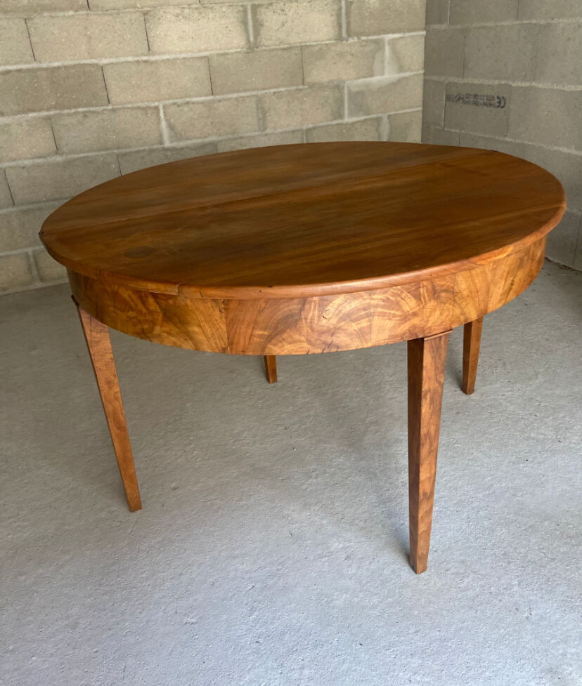 Antique table in folding round walnut